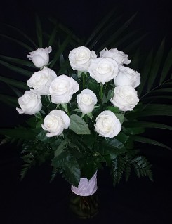 Dozen Understated White Roses