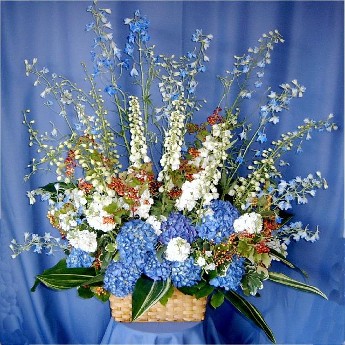 Large Red White & Blue Flower Basket