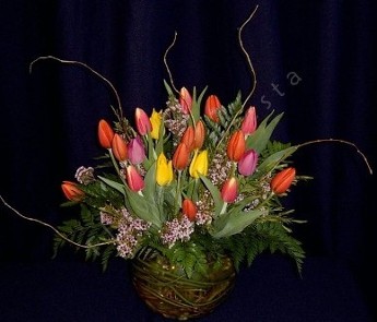 Large deluxe tulip bowl with willow branches