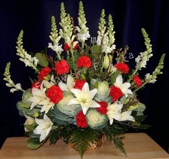 Red White Funeral Basket