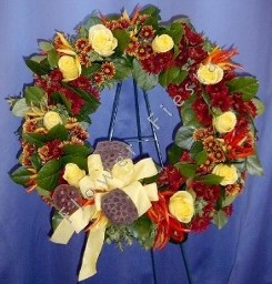 Autumn Wreath with Chili Peppers and Roses
