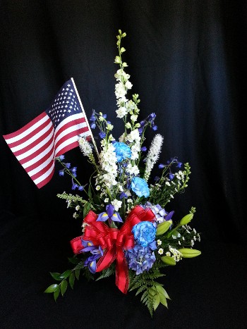 Red White Blue with Blue Carnations