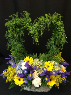 Basket Floral with Vining Heart