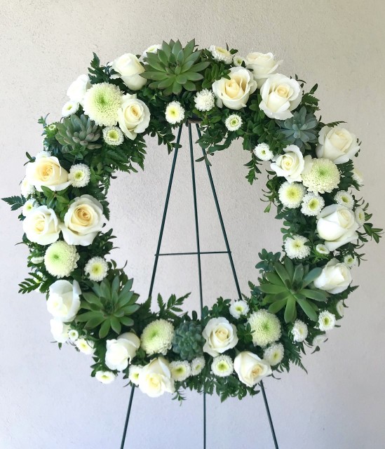 Large Ivory Hydrangea Funeral Wreath