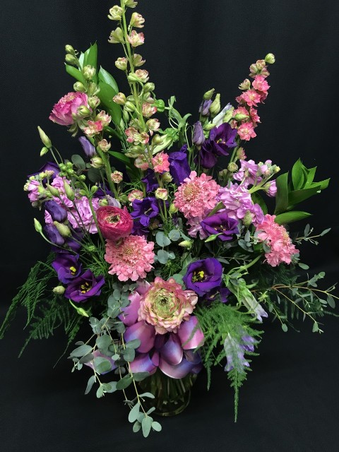 pink and royal purple medium bouquet