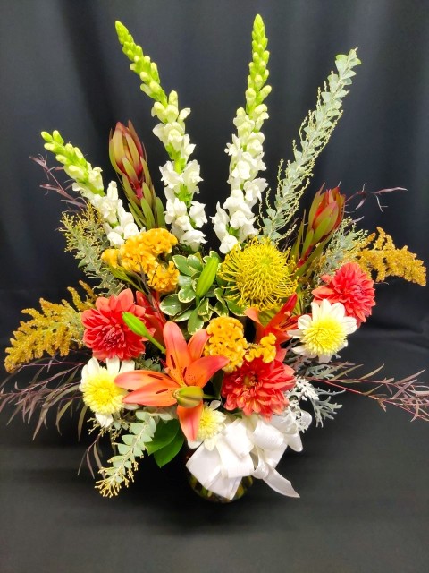 fall exotic mix with coxcomb